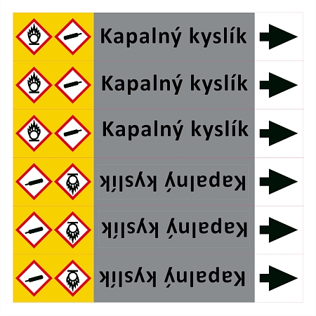 Značení potrubí ISO 20560, kapalný kyslík